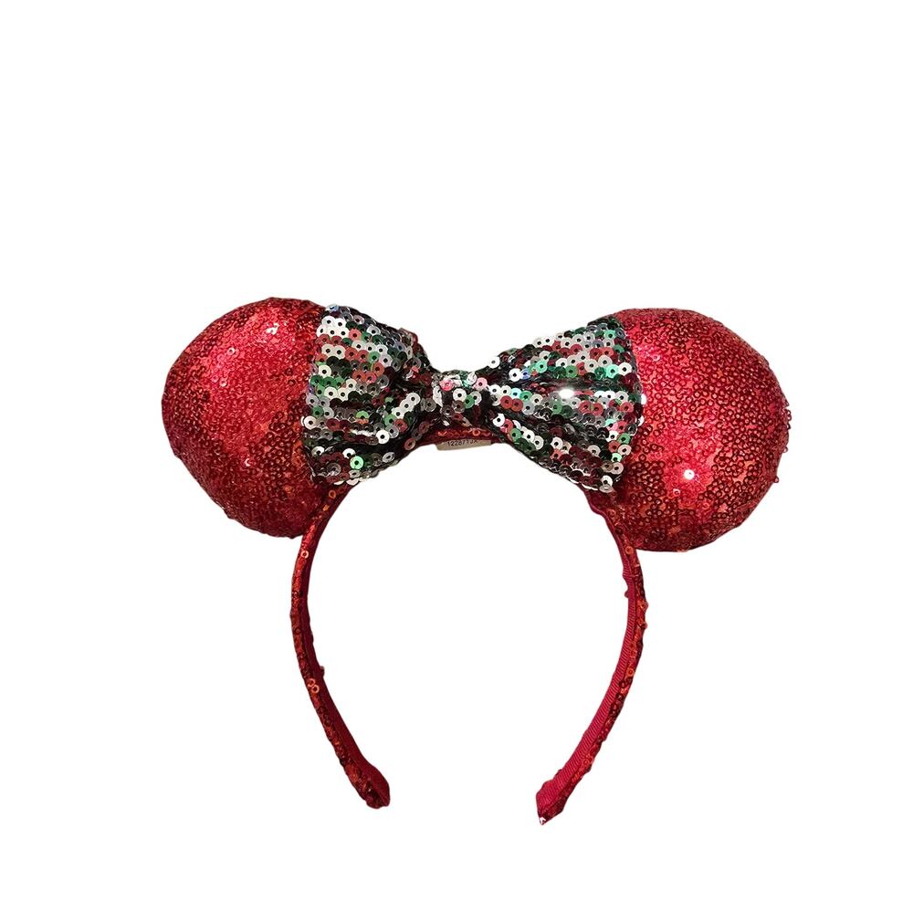 Disney Minnie Mouse Sequin Ears Headband Christmas Colored Theme